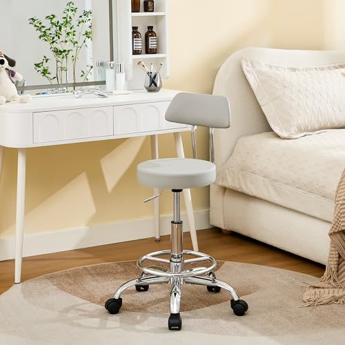 Rolling Massage Chair (Grey / With Back & Footrest)