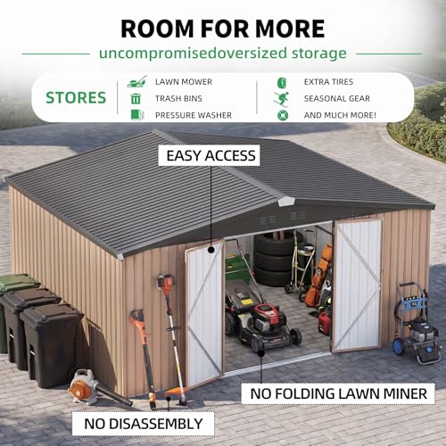 12' x 14' Large Metal Outdoor Storage Shed (Gray / 12x14)