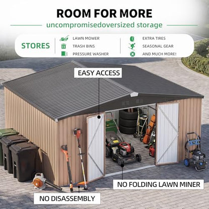12' x 14' Large Metal Outdoor Storage Shed (Gray / 12x14)