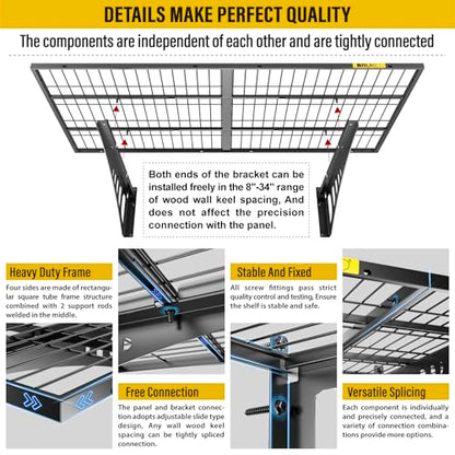 2x3ft Adjustable Rail Wall Garage Storage Shelf (2x3ft-4pack)