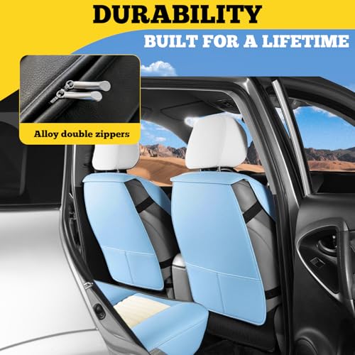 Front Car Seat Covers (White-Light blue / Front)