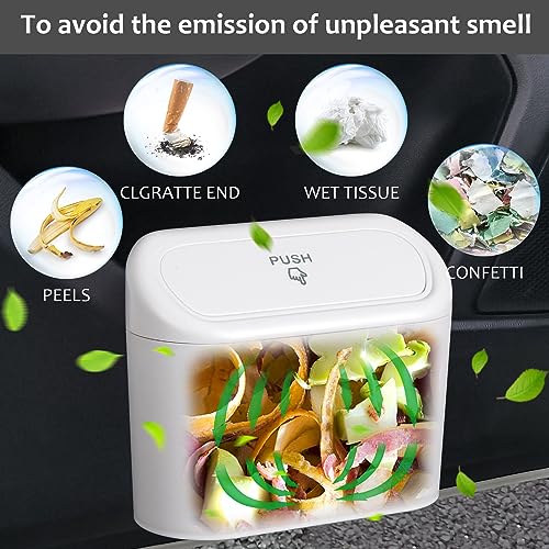 Car Trash Can with Lid (White)