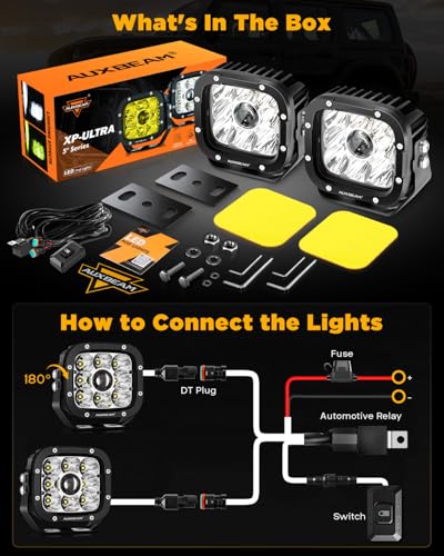 XP Ultra Series 5" 100W Offroad LED Pods Hyper Spot Light Bars (5" XP-Ultra Amber White Spot Lights)