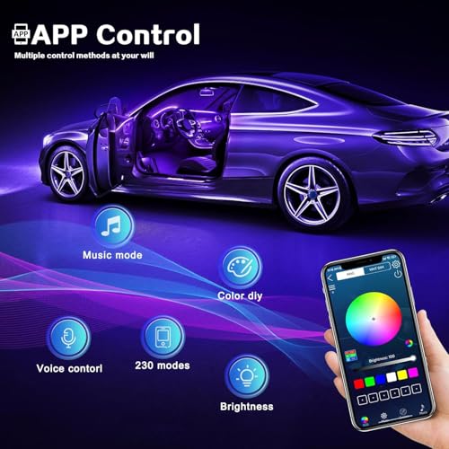 Acrylic Interior Car LED Strip Light with Wireless APP (RGB Color 18 in 1)