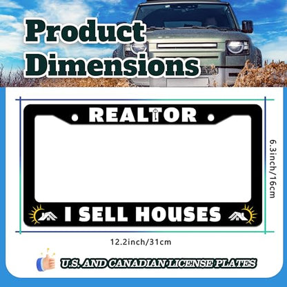 Realtor I Sell Houses License Plate Frame Stainless Steel 6.3 X 12.2 Inch (Realtor I Sell Houses)