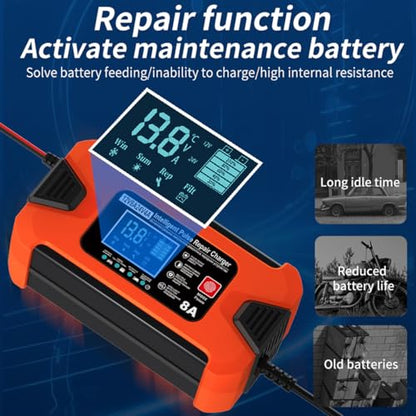 8 Amp Smart Car Battery Charger and Maintainer