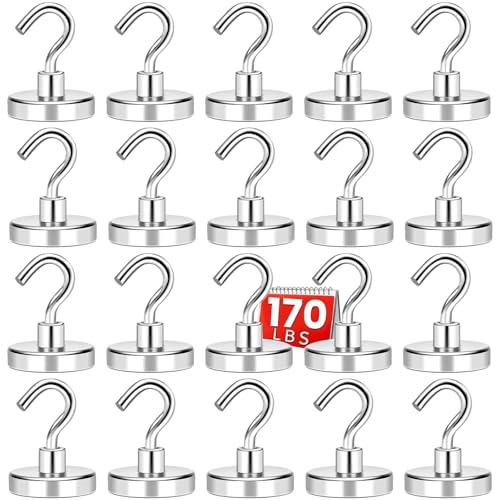 Magnetic Hooks 20pcs 170lbs Cruise Essentials 2026 Magnet Hook (Silver / 1.42in)