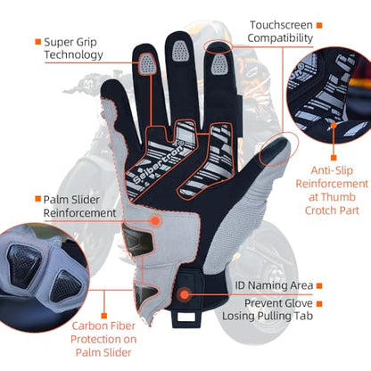 SPS 4 Winter Unisex Touchscreen Road Racing Motorcycle MTB Sports Gloves Also fit BMX MX ATV Mountain Bike Bicycle Cycling Off (Grey Sps-4 / XL Adult)