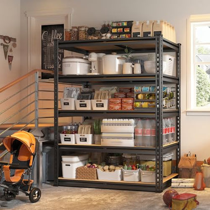 2000LBS Garage Shelving Heavy Duty Storage Shelves 72" H Metal Shelving for Garage Shelves Adjustable 5 Tier Metal Shelf for Pantry Closet Kitchen Basement 35.5" W x 72" H x 15.8" D (15.8"D x 35.5"W x 72"H)