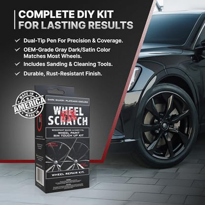 Dark Silver Rim Touch Up Paint Wheel Scratch Repair Kit (Silver - Dark - Kit)