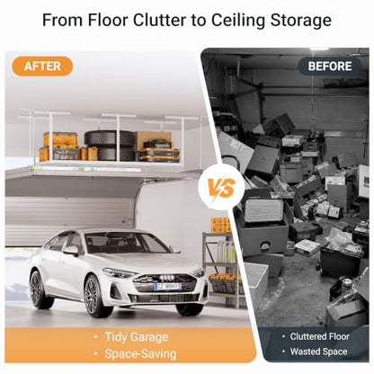 3x8ft Overhead Ceiling Garage Storage Rack (White / 3x8ft)