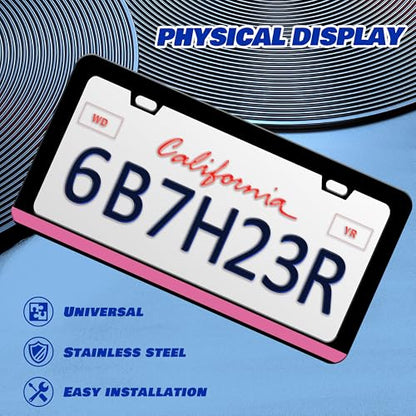 Breast Cancer Awareness License Plate Frame Stainless Steel 6x12 Inch 2Hole (Breast Cancer Awareness)
