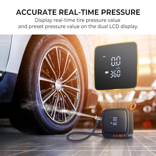AP22 150 PSI Dual Power Tire Inflator Portable Air Compressor (Black+yellow)