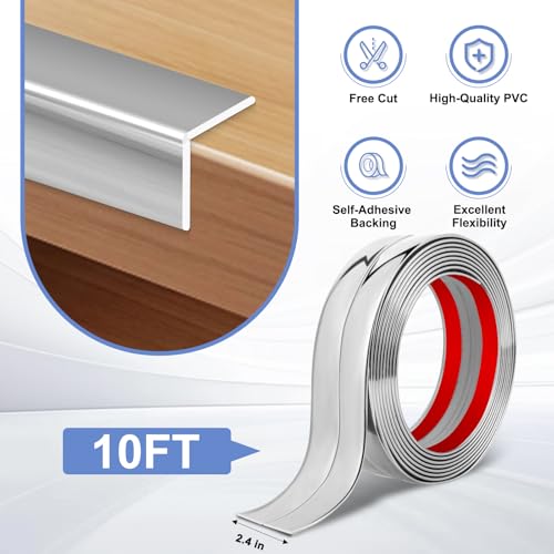 Wall Corner Protector Moulding Trim Peel and Stick (Silver / 2.4 In x 10 Ft)