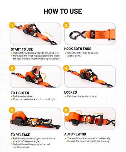 2PCs Retractable Ratchet Tie (Orange)