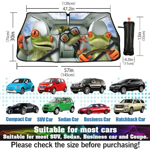 Funny Frog Car Windshield Sun Shade Umbrella Style Sunshade Fun (57'' X 30'' / style-AB11)
