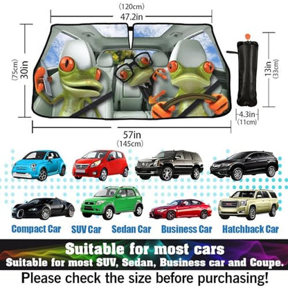 Funny Frog Car Windshield Sun Shade Umbrella Style Sunshade Fun (57'' X 30'' / style-AB11)