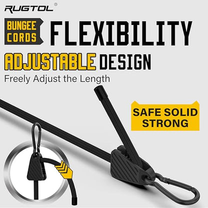 Bungee Cords with Hooks (Black / 12-Pack Assortment - Black)