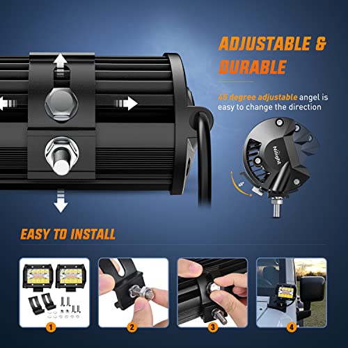 4inch Amber White Strobe 6 Modes 60W LED Pod Light (Amber&White 2PCS 6 Modes with Wiring Harness / Led Pods)