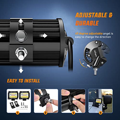 4inch Amber White Strobe 6 Modes 60W LED Pod Light (Amber&White 2PCS 6 Modes with Wiring Harness / Led Pods)