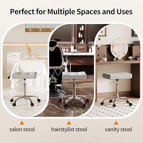 Swivel Saddle Stool with Wheels (Grey)
