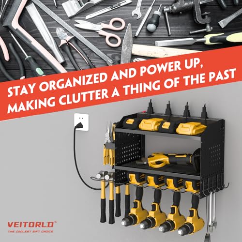Power Tool Organizer with Charging Station (Black / 16'')