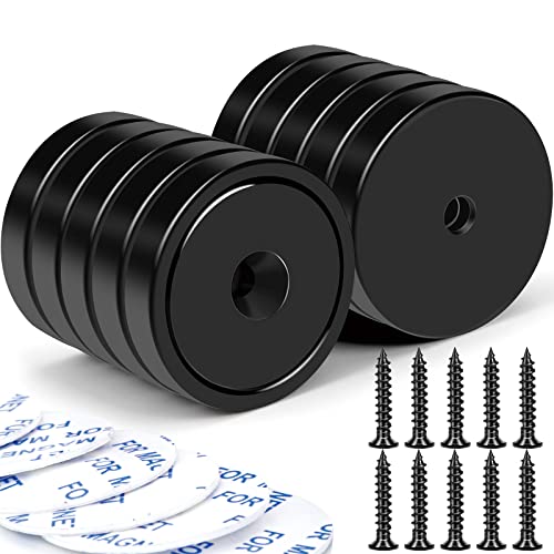 Magnets 110 LBS Heavy Duty Neodymium Strong Magnet 10 Pack (Black / 1.26in)