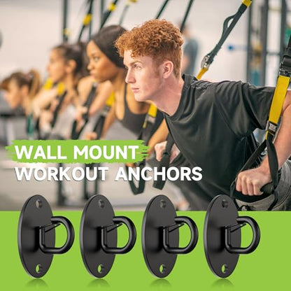 4 Pcs Wall Anchor for Resistance Bands (Elastic buckle Hooks-Black-4Pcs)