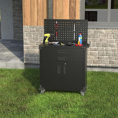 52 Inch Rolling Tool Cart (Black / 16.5"D x 31.5"W x 51.85"H)