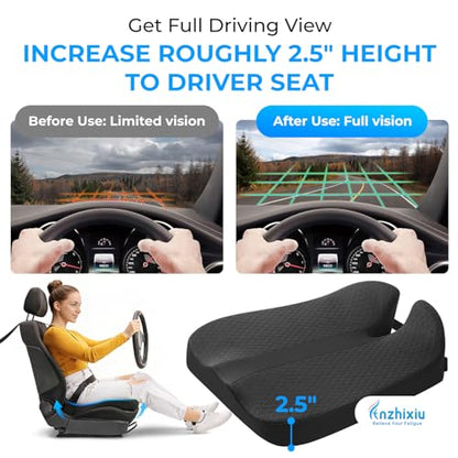 Elevated Car Seat Cushion for Improved View (Black)