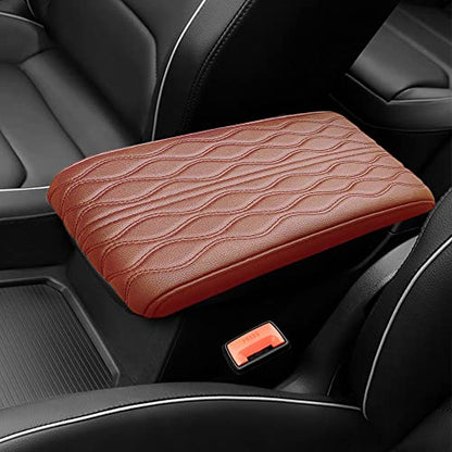 2025 Upgrade Universal Style Memory Cotton Car Armrest Box Pad (Wave Pattern / Coffee)