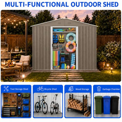 8x10 FT Outdoor Storage Shed (8x10 FT/No Window / Gray)