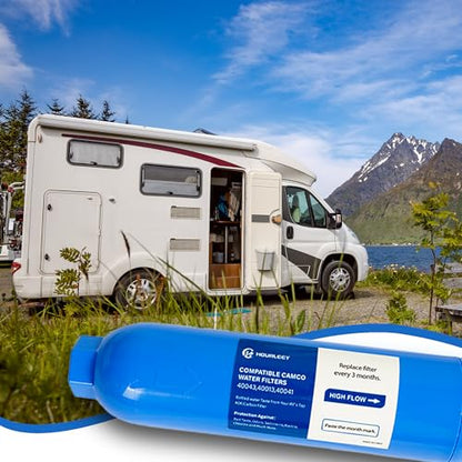 2 Pack RV Inline Water Filter with 2 Flexible Hose Protector (2 Pack)