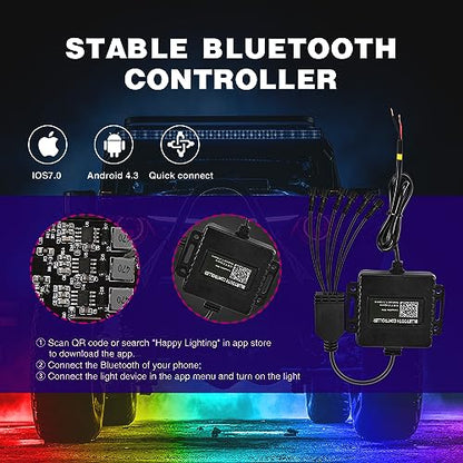 RGB LED Rock Lights Kit 6 Pods Underglow Multicolor Neon Pod (6 Pods / RGB 3LED)