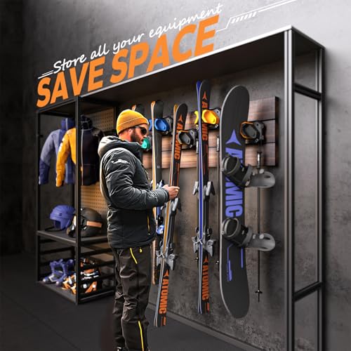 Snowboard Wall Rack for Garage (Sunrise Orange / 4 Pack)