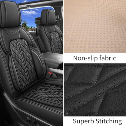 Car Seat Cover Custom Fit for Dodge Ram 1500 2500 3500 2002 (Black / Full Set (Curved Rear))