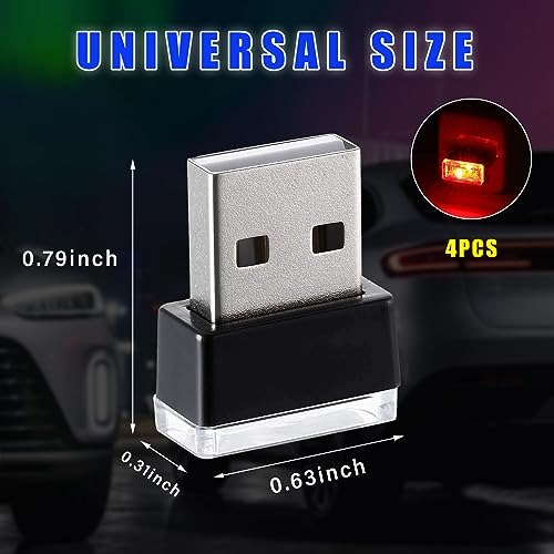 4 PCS USB LED Car Interior Atmosphere Lamp (Red)