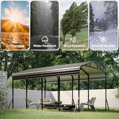 12x20 FT Metal Carport (Gray / 12x20FT)