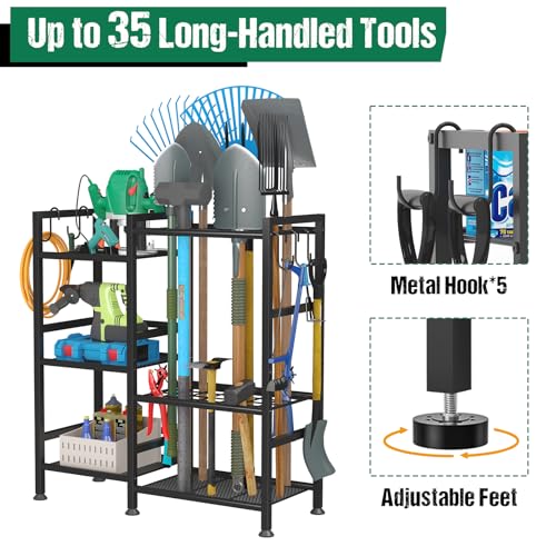 Garden Tool Organizer with Large Hooks (29.5"W*11.8"D*31.1"H)