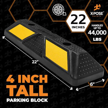 22" Heavy Duty Rubber Parking Stopper (1) Yellow Parking Stoppers / 1) 22 Inch)
