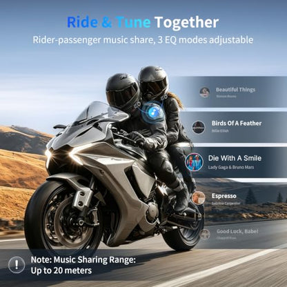FX7 10 Rider Mesh Motorcycle Bluetooth Intercom with Music Share (FX7 Single Pack)