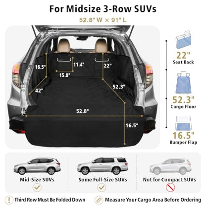 SUV Cargo Liner for Dogs (Black with Pockets / Large Extended (With Flaps) 93")