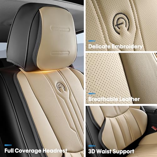 Car Seat Covers Full Set (FULL SET / BEIGE&BLACK)