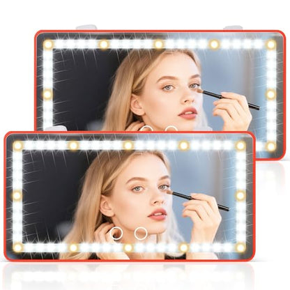 2PCS Car Sun Visor Vanity Mirror (Red / 2PCS)