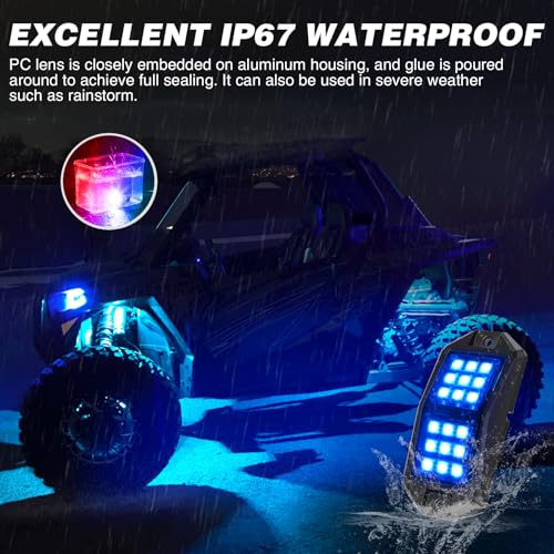 RGB LED Rock Lights Kit 8 PCS 18LED Wide Angle Wheel Well Light (8 Pods / RGB 18LED)