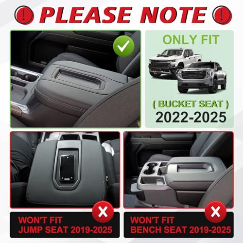Armrest Cover for Silverado Sierra 2022 (1) 22-26 |Silverado & Sierra| Bucket Seat, +Thick)