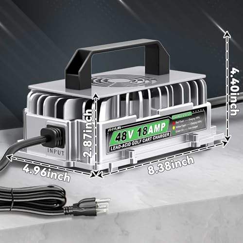 48 Volt 18 AMP Golf Cart Charger for 48 Volt EZGO RXV & TXT with 3 Pin Triangular Plug for 48V Lead Acid Battery