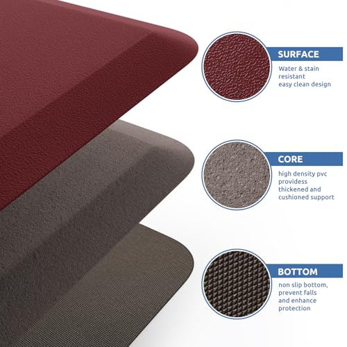 Kitchen Mat Cushioned Anti Fatigue Rug Standing and Comfort Floor Mats (Red / 28"L x 17.3"W x 0.5"Th)