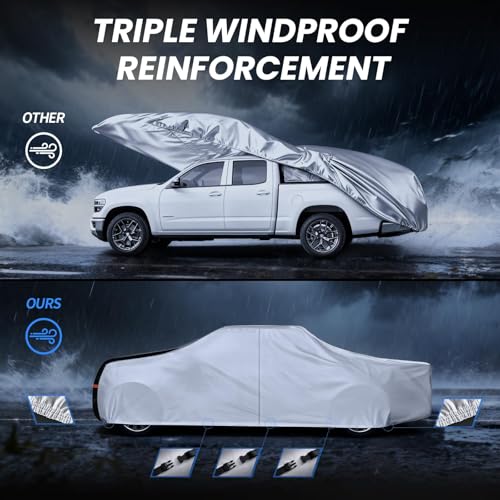 Multi Layer Ram 2500HD Truck Cover (Ram 2500HD 2002-2026 Mega/Quad Cab LB+Towel+Bag / White Truck Cover)