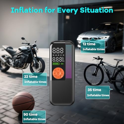 150PSI Portable Cordless Tire Inflator Air Compressor (Orange / 6000mAh)